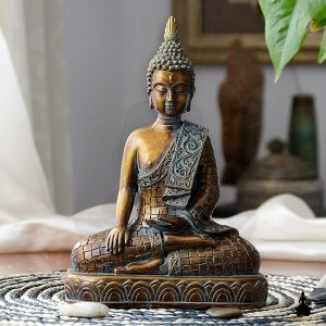 Statue de Bouddha Bouddha Thaï en Résine Fabriqué à la main (23 cm) Décoration Zen pour la Méditation (1)