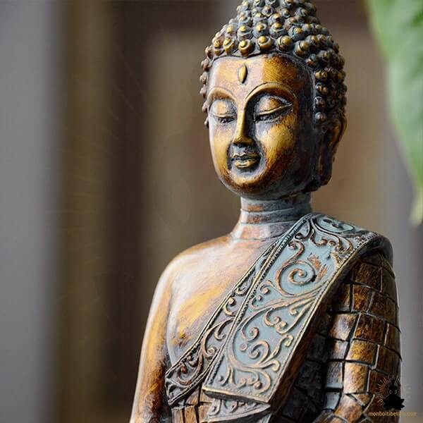 Statue de Bouddha Bouddha Thaï en Résine Fabriqué à la main (23 cm) Décoration Zen pour la Méditation (2)