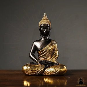 Statue de Bouddha Bouddha en Résine Dorée Fabriqué à la Main Décoration Zen pour la Méditation (1)