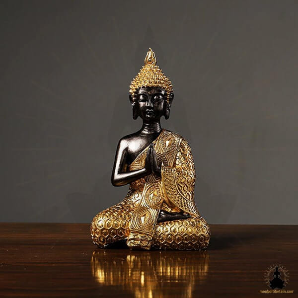 Statue de Bouddha Bouddha en Résine Dorée Fabriqué à la Main Décoration Zen pour la Méditation (2)