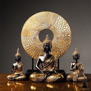 Statue de Bouddha Bouddha en Résine Dorée Fabriqué à la Main Décoration Zen pour la Méditation (4)
