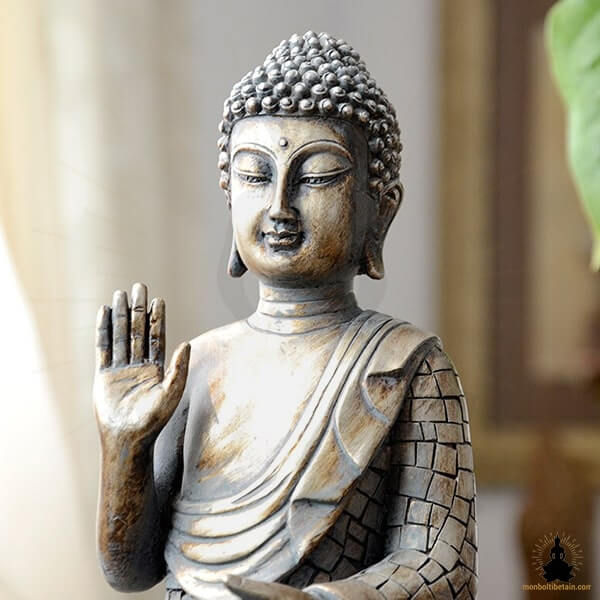 Statue de Bouddha Bouddha en Résine Fabriqué et Peint à la Main (21,5 cm) Décoration Zen pour la Méditation (2)