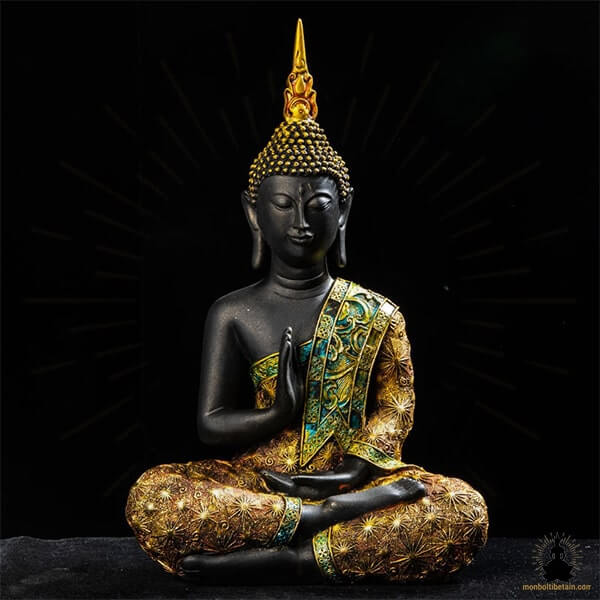 Statue de Bouddha Sculpture en Résine Fabriquée à la Main Décoration Zen pour la Méditation (1)