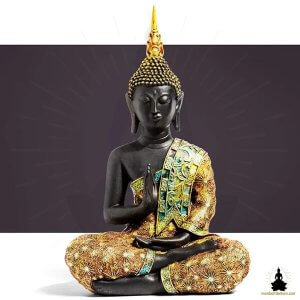Statue de Bouddha Sculpture en Résine Fabriquée à la Main Décoration Zen pour la Méditation (3)